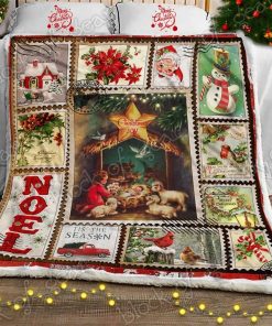 Vintage Christmas Joy To The World Fleece Blanket