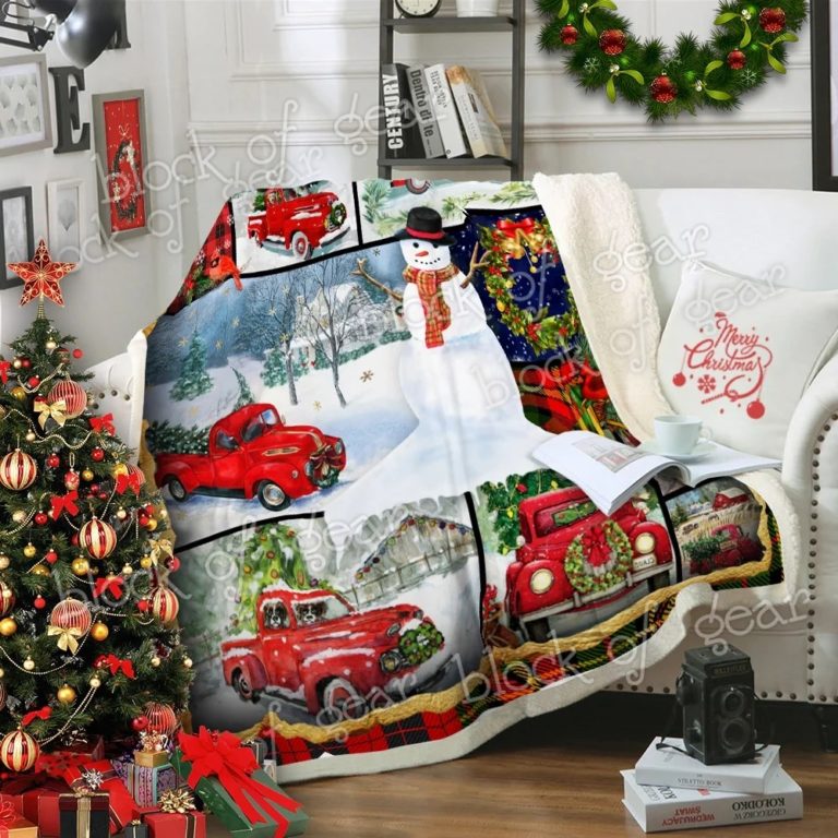 Vintage Red Truck Fleece Blanket