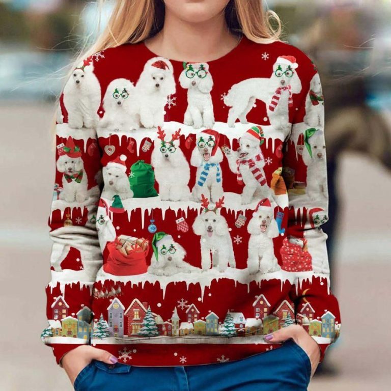 White Poodle – Snow Christmas Ugly Sweatshirt