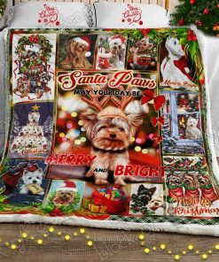 Yorkie Santa Paws Fleece Blanket