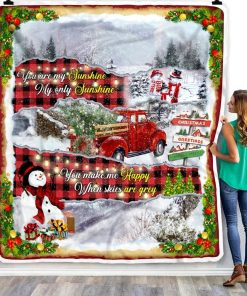 You Are My Sunshine Red Truck Christmas Fleece Blanket