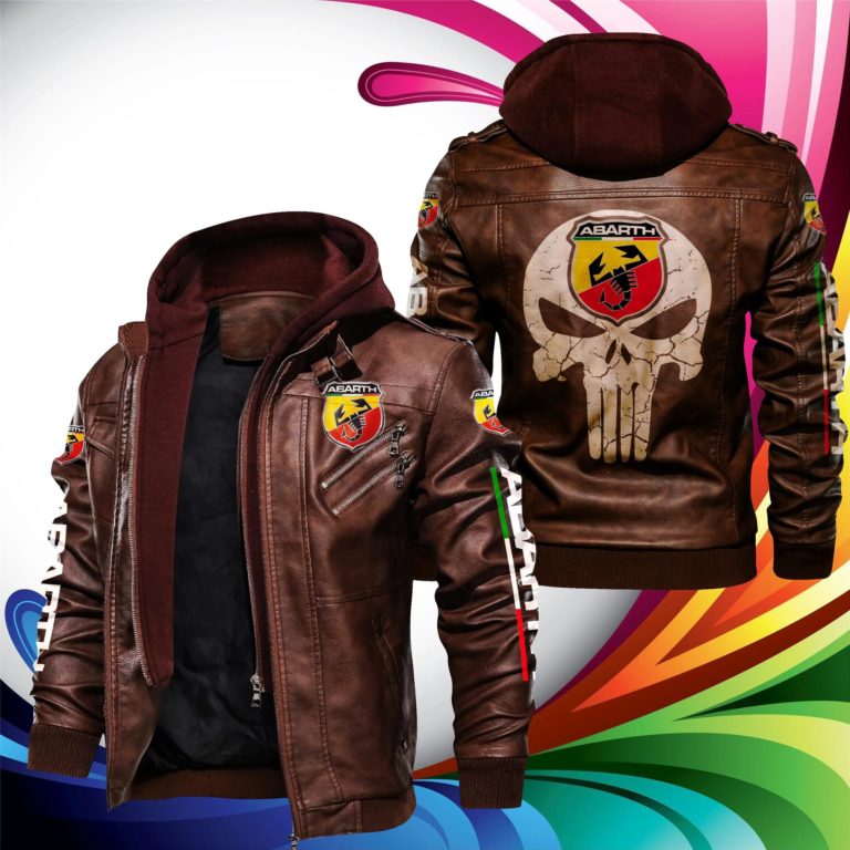 Abarth punisher skull Leather Jacket