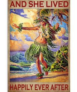And She Lived Happily Ever After Hawaii Girl Vintage Poster, Canvas And She Lived Happily Ever After Hawaii Girl Vintage Poster, Canvas