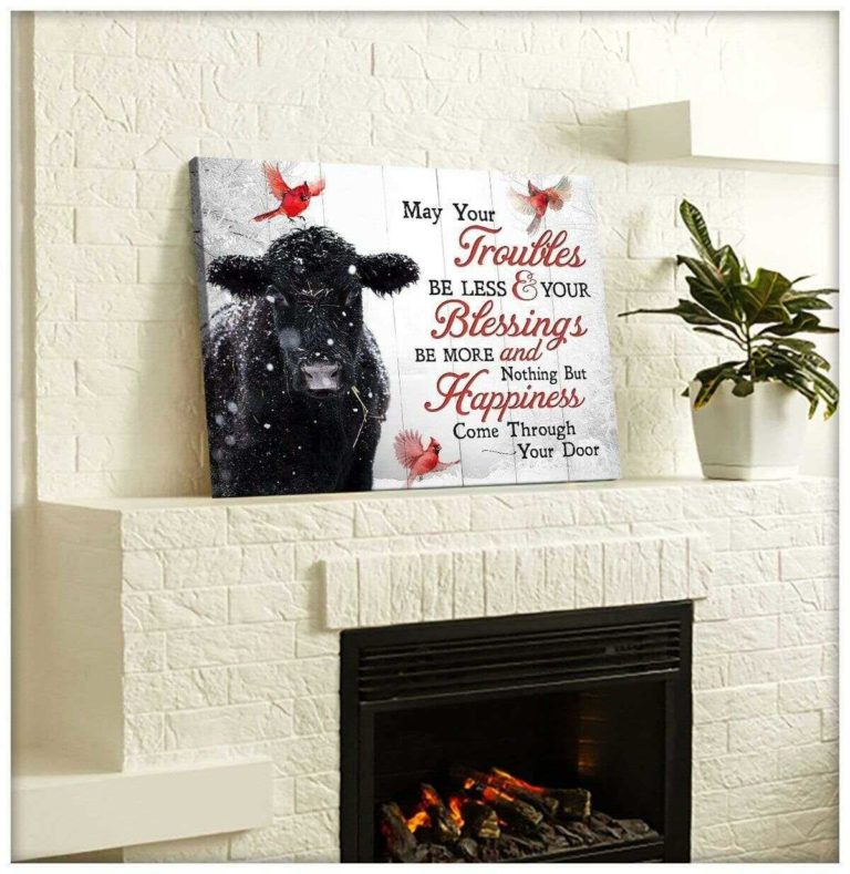 Angus Cow Happiness Wall Art (Canvas & Poster)
