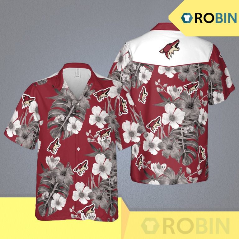 Arizona Coyotes Nhl Phoenix Hawaii Floral Ice Hockey Button Up Shirt