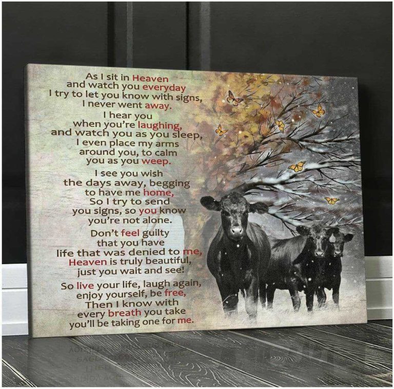 As I Sit In Heaven Cow Wall Art Farmhouse Decor