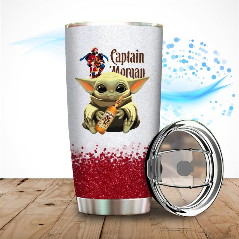 Baby Yoda Hold Captain Morgan Tumbler