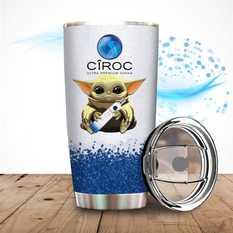 Baby Yoda Hold Ciroc Wine Bottle Tumbler
