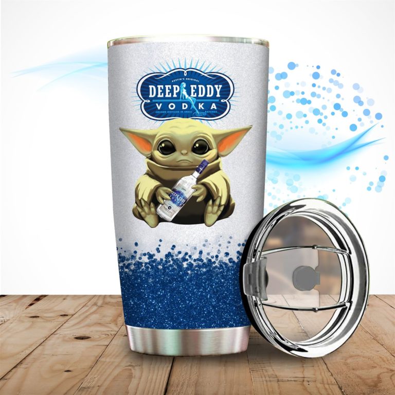 Baby Yoda Hold Deep Eddy Vodka Wine Bottle Tumbler