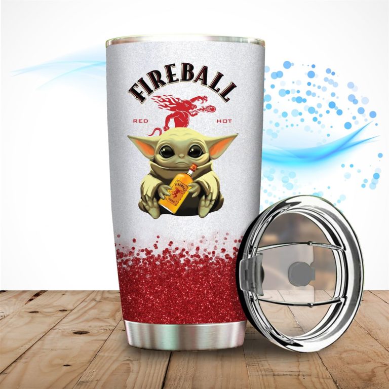 Baby Yoda Hold Fireball Wine Bottle Stainless Steels Tumbler