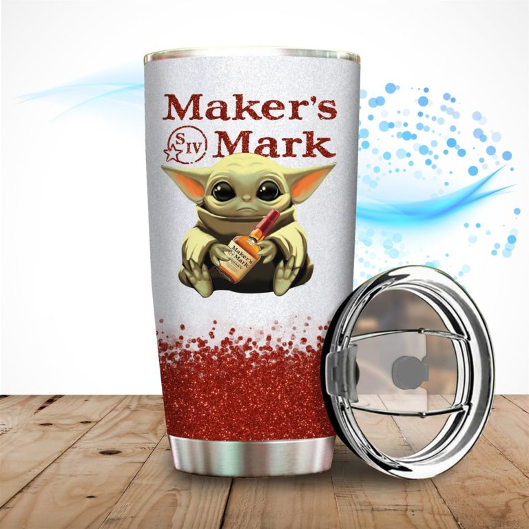 Baby Yoda Hold Maker’s Mark Wine Bottle Tumbler
