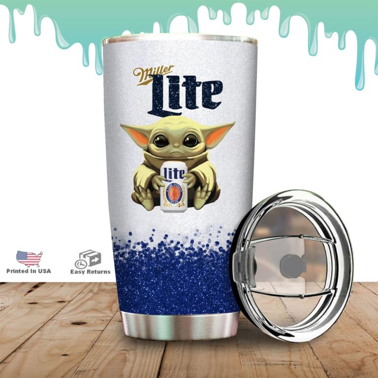 Baby Yoda Hold Miller Lite Tumbler