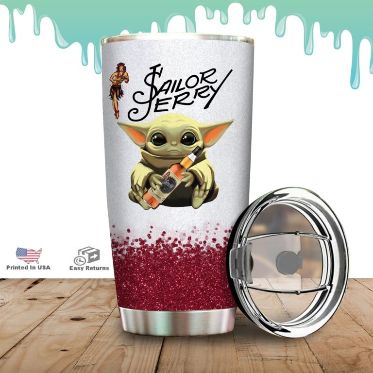 Baby Yoda Hold Sailor Jerry Tumbler