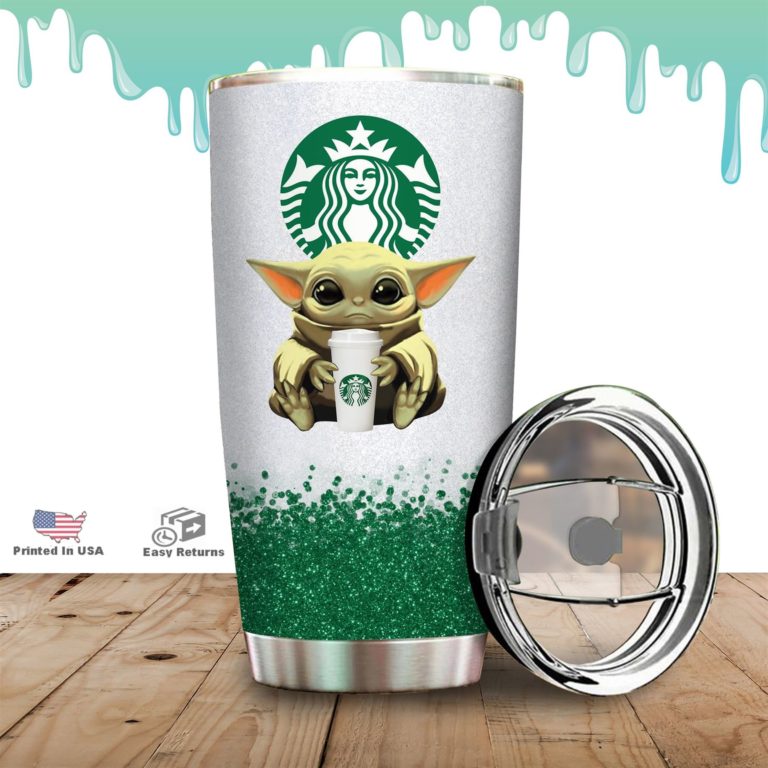 Baby Yoda Hold Starbucks Coffee Stainless Steels Tumbler
