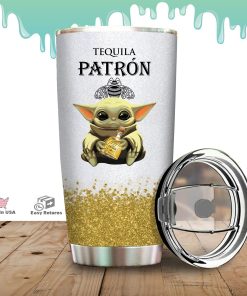 Baby Yoda Hold Tequila Patron Wine Bottle Tumbler Baby Yoda Hold Tequila Patron Wine Bottle Tumbler