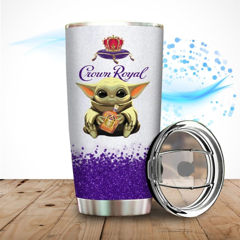 Baby Yoda Hug Crown Royal Wine Bottle Tumbler