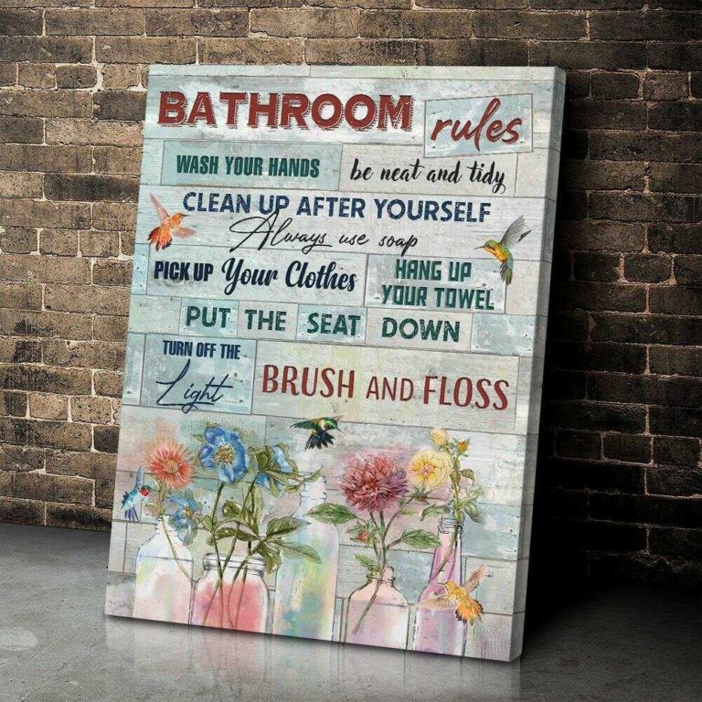 Bathroom Rules Hummingbird Wall Art Decor
