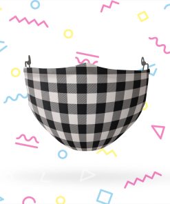 Black and White Plaid Adjustable Face Mask