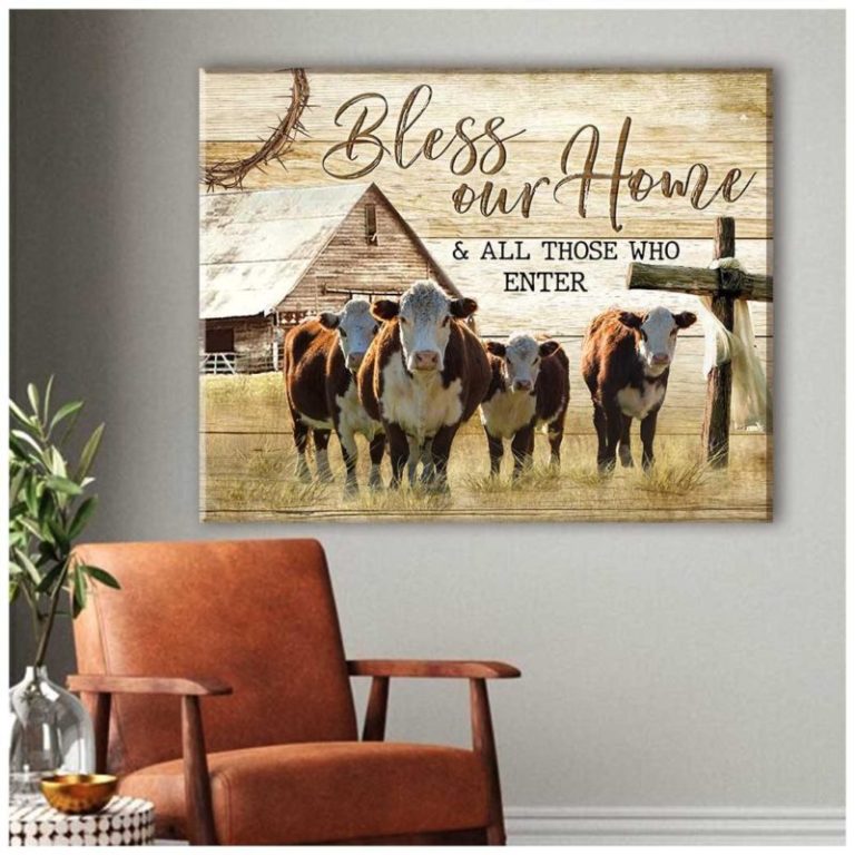 Bless Our Home Cow Wall Art Farmhouse Decor
