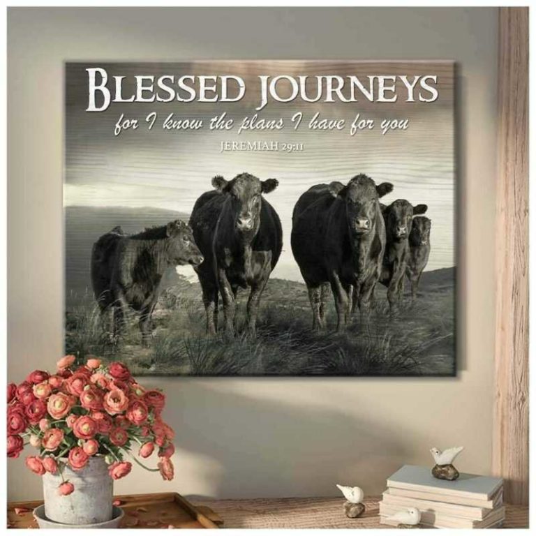 Blessed Journeys Cow Wall Art (Canvas & Poster)