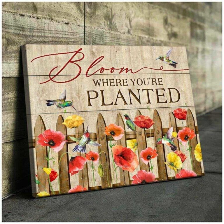 Bloom Where You Are Planted Hummingbird Wall Art Floral Decor