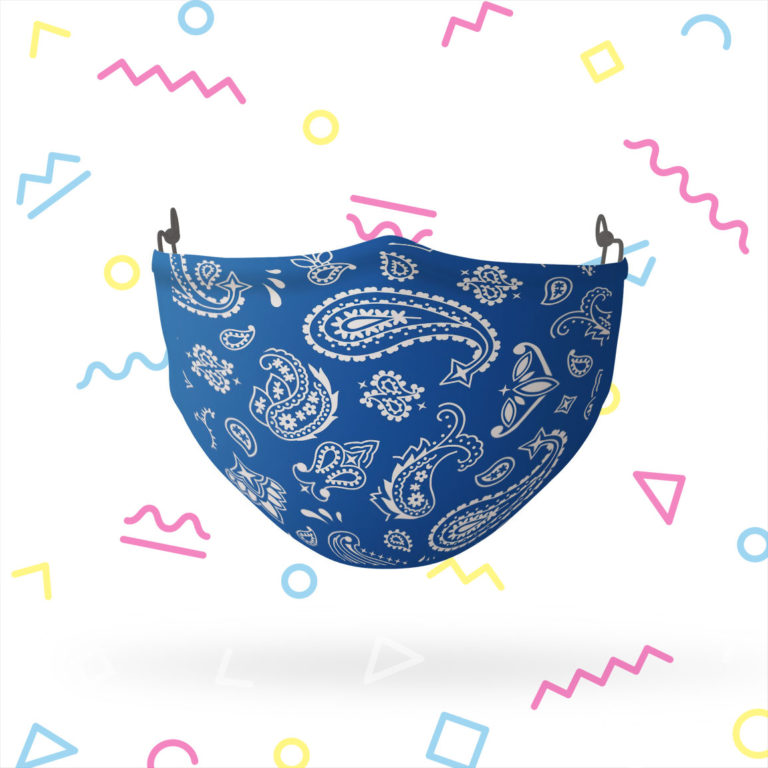 Blue Paisley Adjustable Face Mask