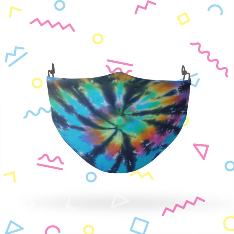 Blue Spiral Tie Dye Stretch-To-Fit 3D Mask