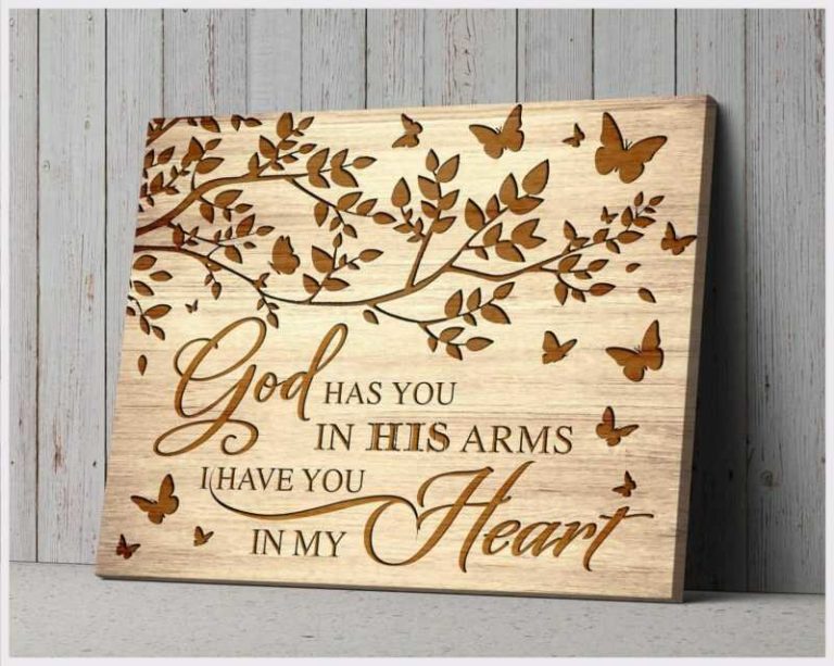 Butterfly God Has You In His Arms Wall Art (Canvas & Poster)