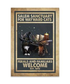 Cat Halloween Salem Sanctuary For Wayward Witch Canvas, Poster Cat Halloween Salem Sanctuary For Wayward Witch Canvas, Poster
