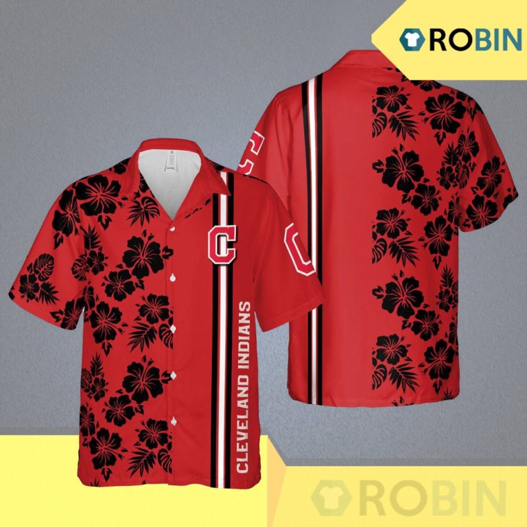 Cleveland Indians Mlb Cleveland Hawaii Floral Baseball Button Up Shirt