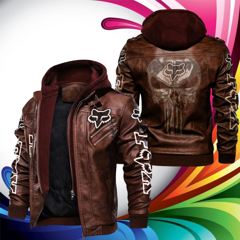 Fox Racing punisher skull Leather Jacket