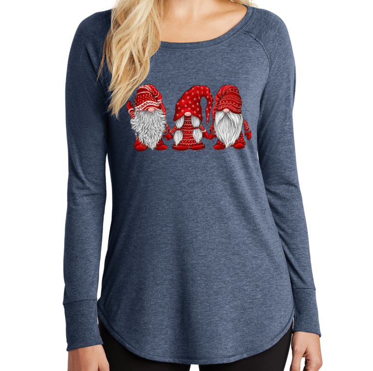 Christmas Gnomies Stylish Long-Sleeve Tee Shirt