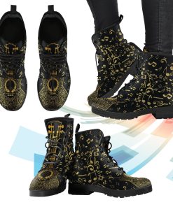 Gold Music Notes Leather Boots