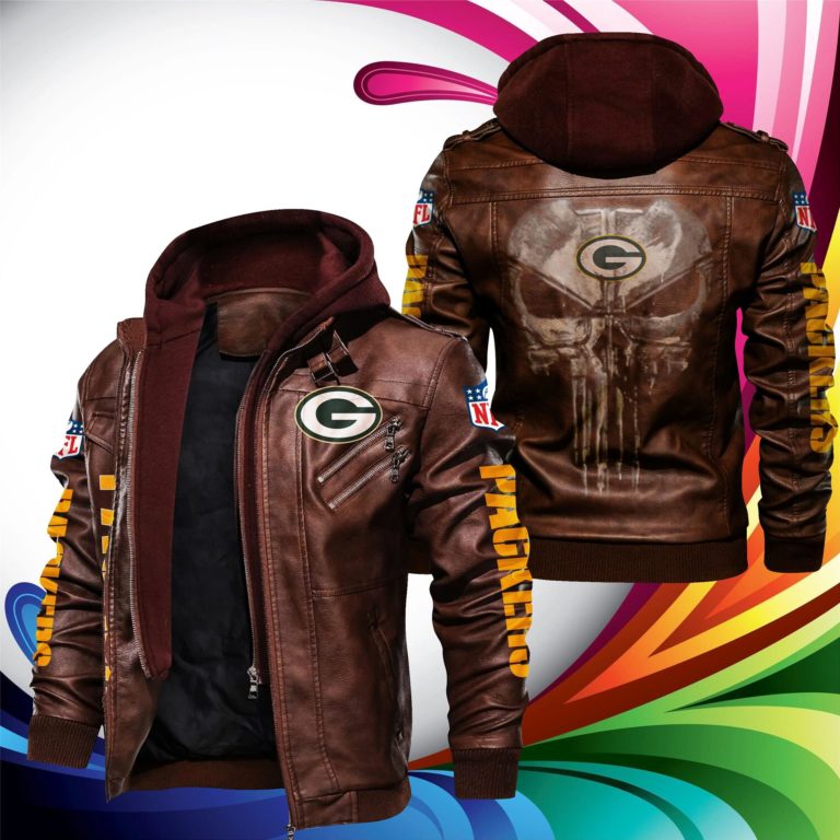 Green Bay Packers Punisher Skull Leather Jacket