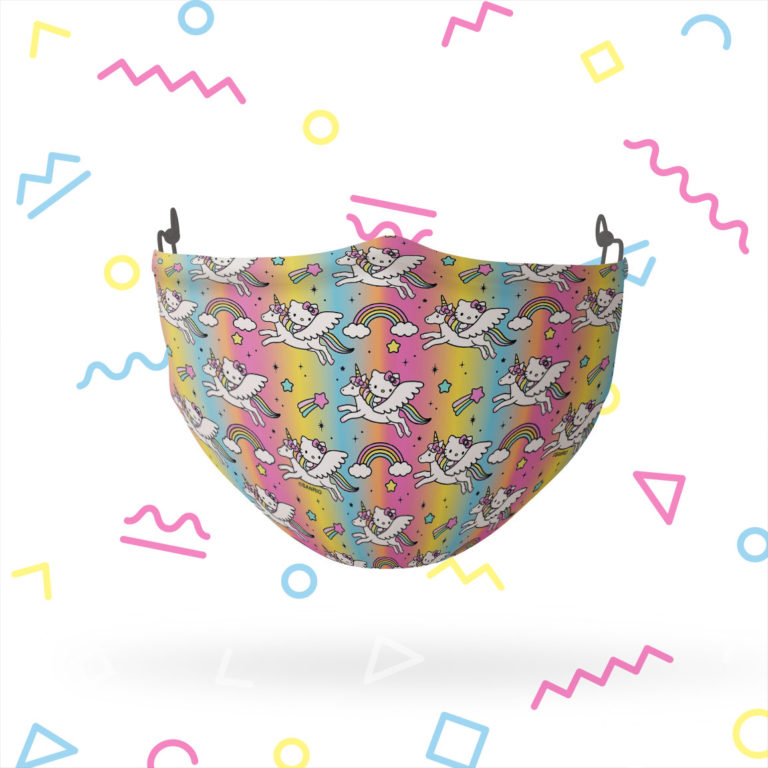 Hello Kitty Flying Unicorn Pattern Adjustable Face Mask