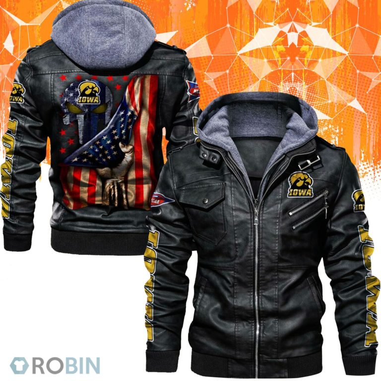 Iowa Hawkeyes US Flag Leather Jacket