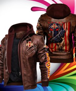 Iowa State Cyclones US Flag Leather Jacket