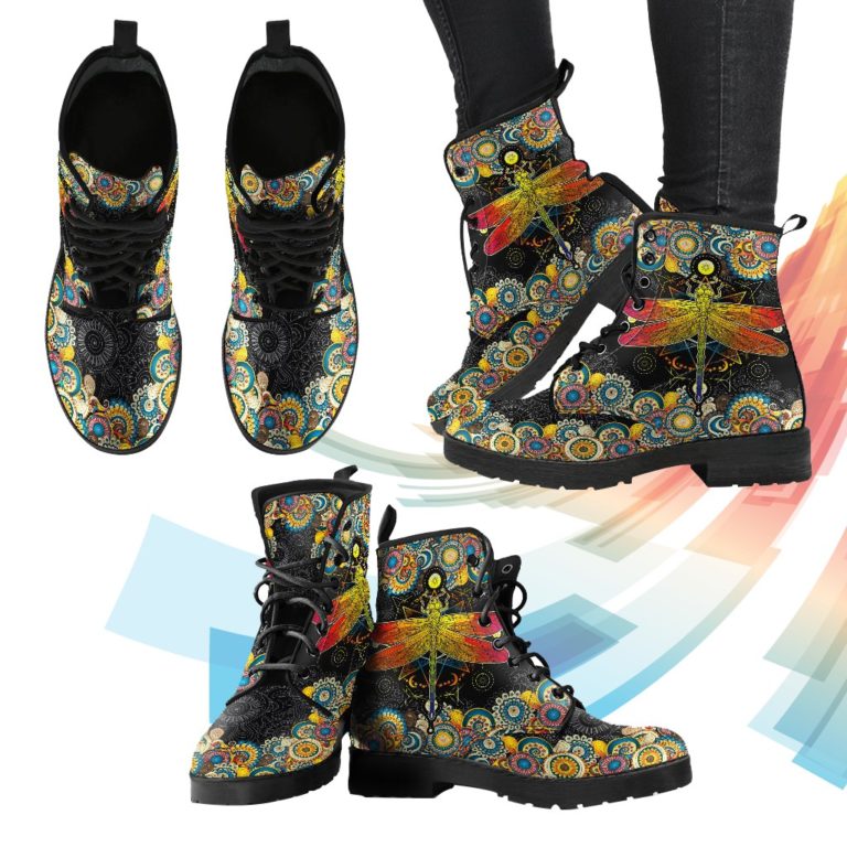 Mandala Dragonfly Handcrafted Boots