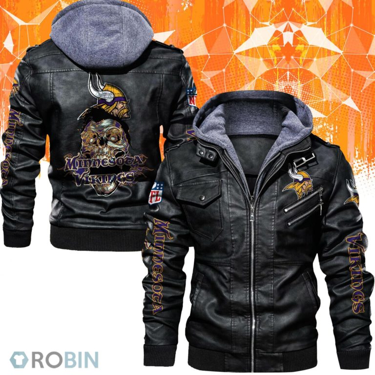 Minnesota Vikings Skull Leather Jacket
