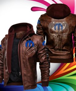 Mopac punisher skull Leather Jacket