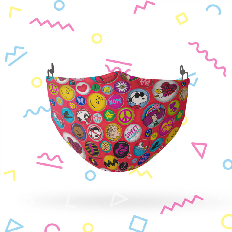 Peanuts Buttons Pattern Reusable Reusable Cloth Face Mask