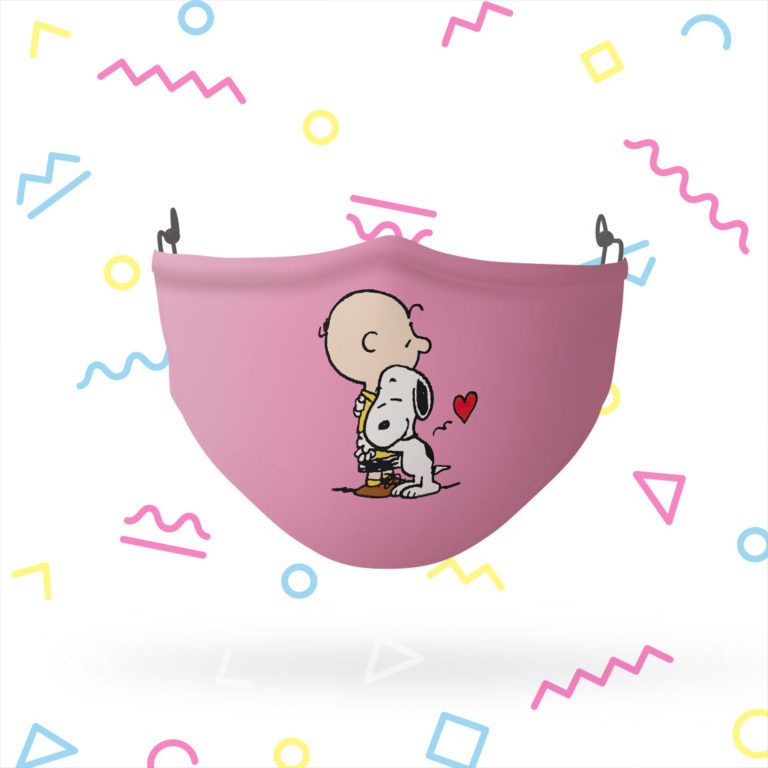 Peanuts Charlie Brown and Snoopy Hug Reusable Cloth Face Mask