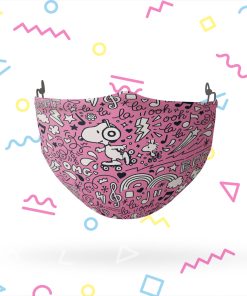 Peanuts Snoopy BFF Roller Skate Sketch Reusable Cloth Face Mask