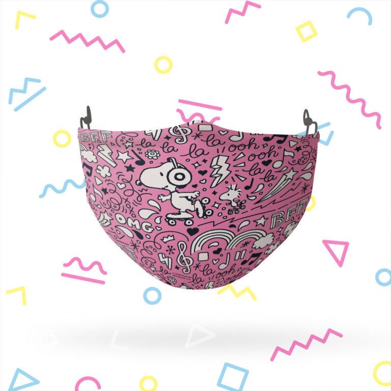 Peanuts Snoopy BFF Roller Skate Sketch Reusable Cloth Face Mask
