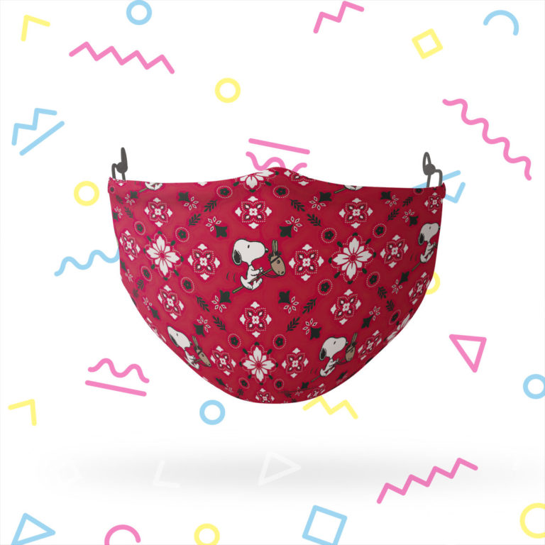 Peanuts Snoopy Red Paisley Reusable Cloth Face Mask