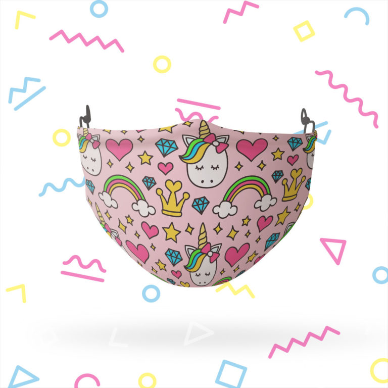 Royal Unicorn And Rainbows Face Mask