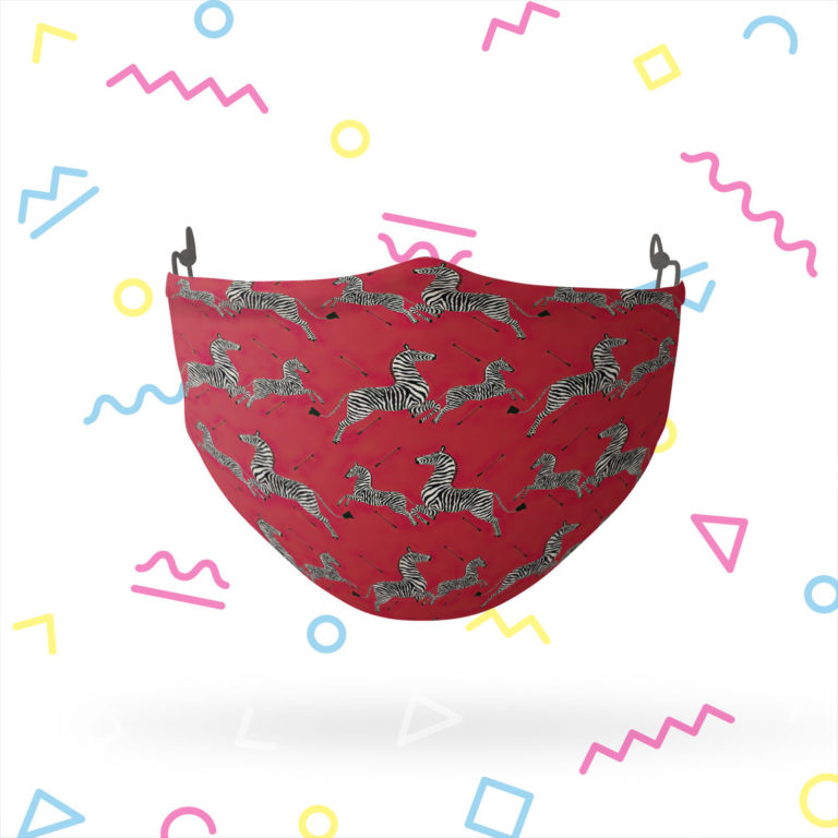 Scalamandr? Zebras in Masai Red Reusable Cloth Face Mask