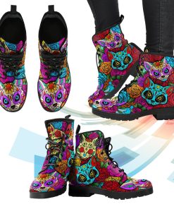 Sugar Skulls Cat Leather Boots Sugar Skulls Cat Leather Boots