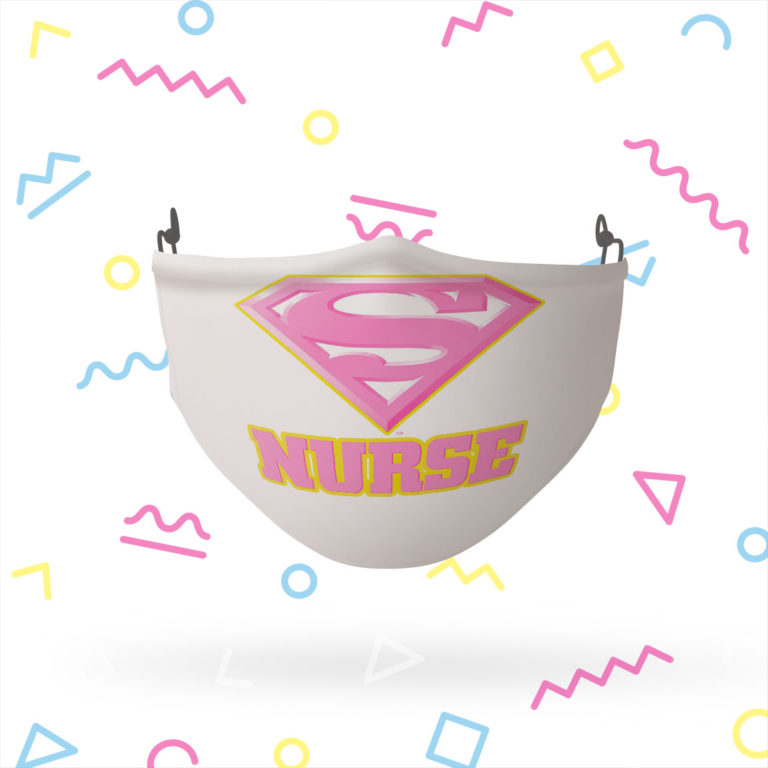 Superman Super Nurse Pink Face Mask