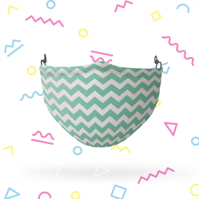 Teal Chevron Pattern Face Mask with PM2.5 Filter